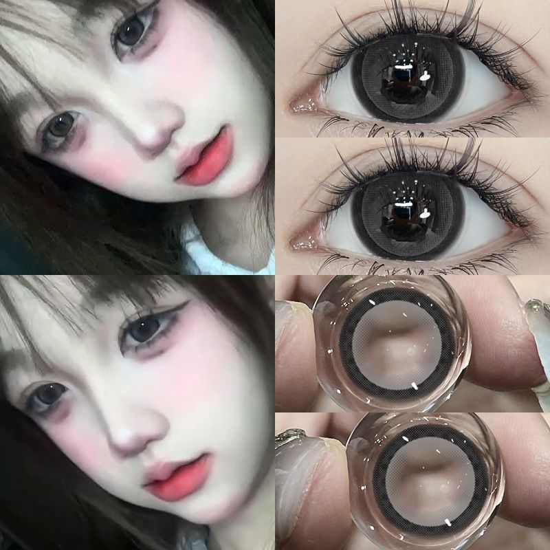 光泽满满棒棒糖灰2024新款美瞳年抛14.5大直径学生近视隐形眼镜女