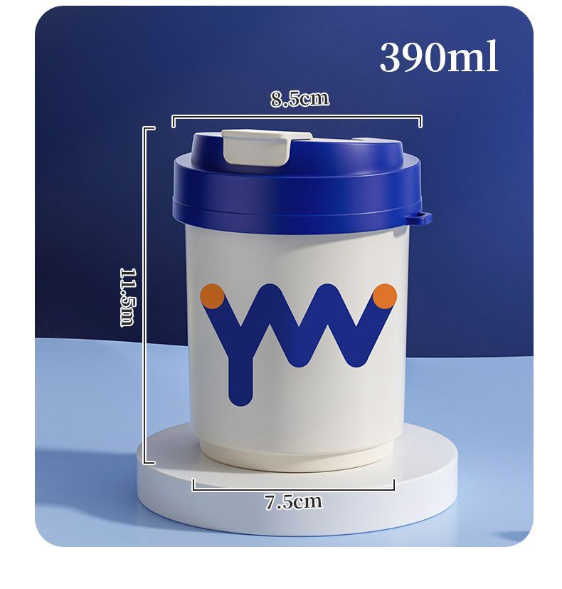 HLK stainless steel coffee cup with double-layer insulation and lid, mug, student milk couple's casual cup, niche_voghion.com