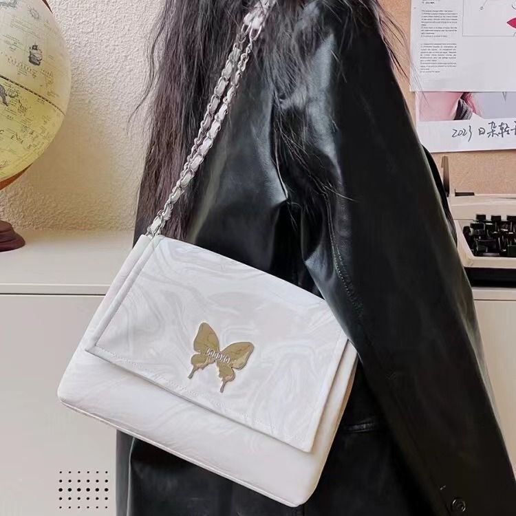 原創y2k液態蝴蝶元素包包信封包白色包包甜酷小眾單肩包高級感