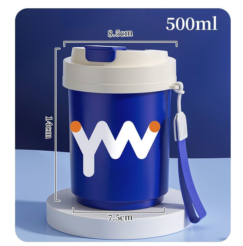 HLK stainless steel coffee cup with double-layer insulation and lid, mug, student milk couple's casual cup, niche_voghion.com
