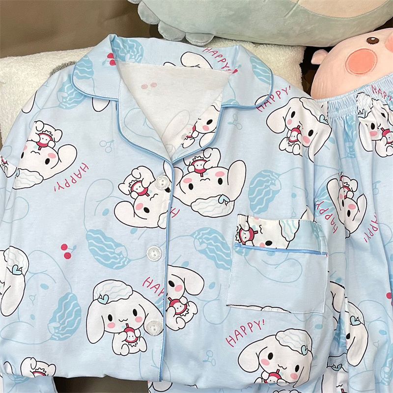 Korean version of ins cute cinnamon dog pajamas for women in autumn and winter new student dormitory can be worn outside spring home clothes set