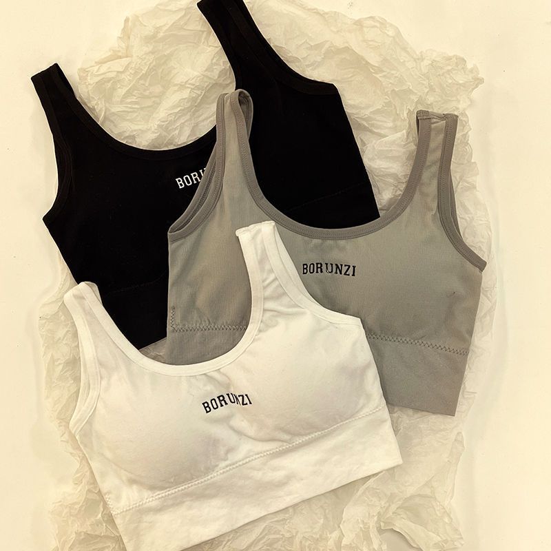 Girls' underwear, female students' no rims, high school students' gathered anti-sagging growth vest, breathable thin tube top