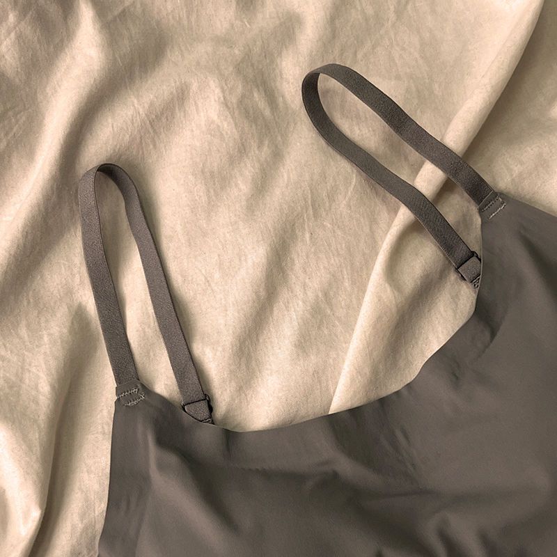 Seamless ice silk underwear girl's suspender sports bra without rims student push-up women's breast-showing vest