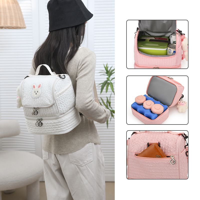 Bolsa de passeio grande e moderna para mamãe e bebê, inspirada em celebridades da internet. Multifuncional e estilosa._voghion.com