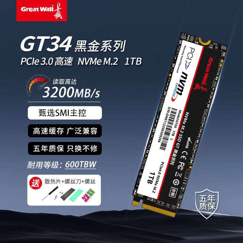 Great Wall 长城 GT34 M.2接口固态硬盘 512GB PCle 3.0