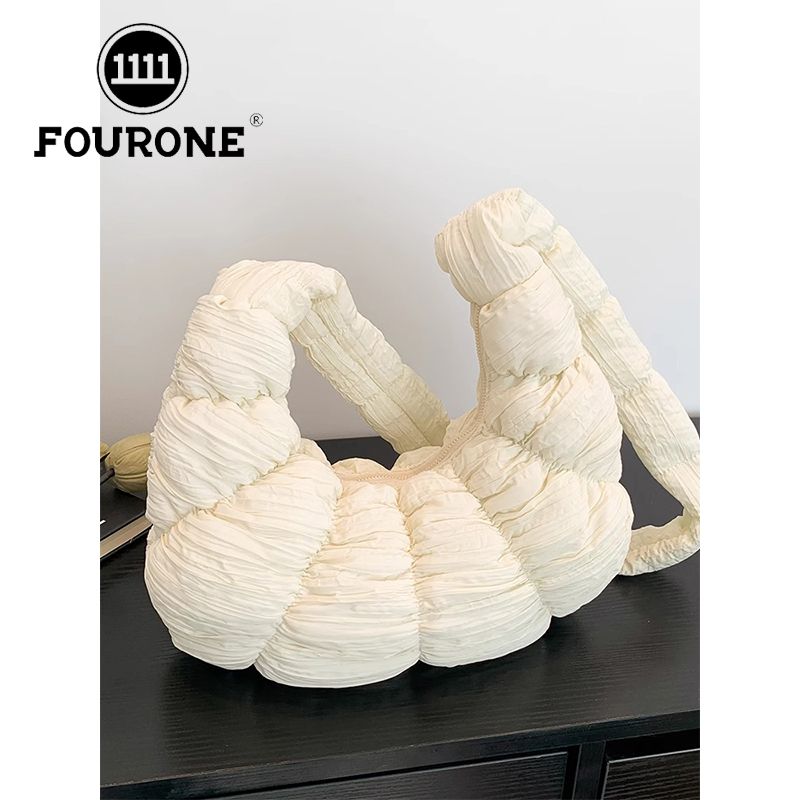 „FOUR ONE“ naujas, didelės talpos, sulankstomas, pusmėnulio formos krepšys per petį, nešiojamas per petį su debesėlių formos koldūnų formos apmušalais._voghion.com