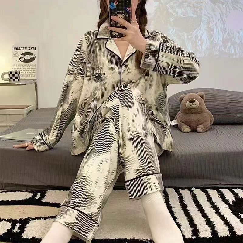 New pajamas for women, spring and autumn cardigans, long sleeves, advanced autumn and winter new home clothes suits, sweet and loose Internet celebrity style