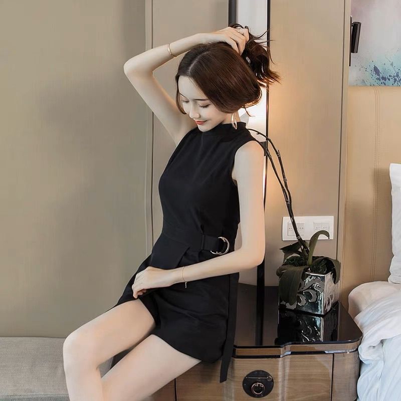 Summer new Korean style jumpsuit women's temperament slim waist jumpsuit sleeveless jumpsuit shorts skirt suit