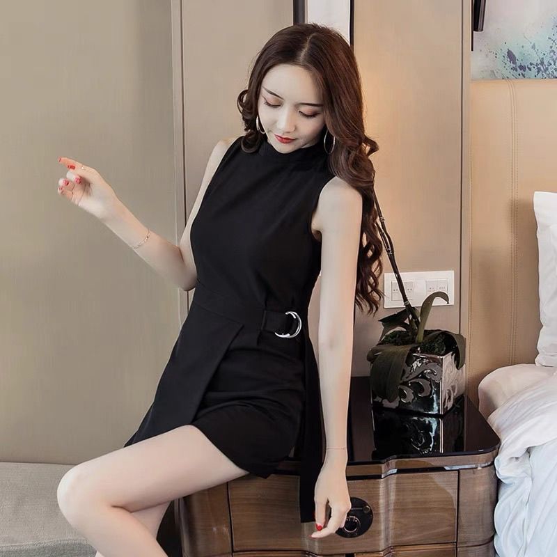 Summer new Korean style jumpsuit women's temperament slim waist jumpsuit sleeveless jumpsuit shorts skirt suit