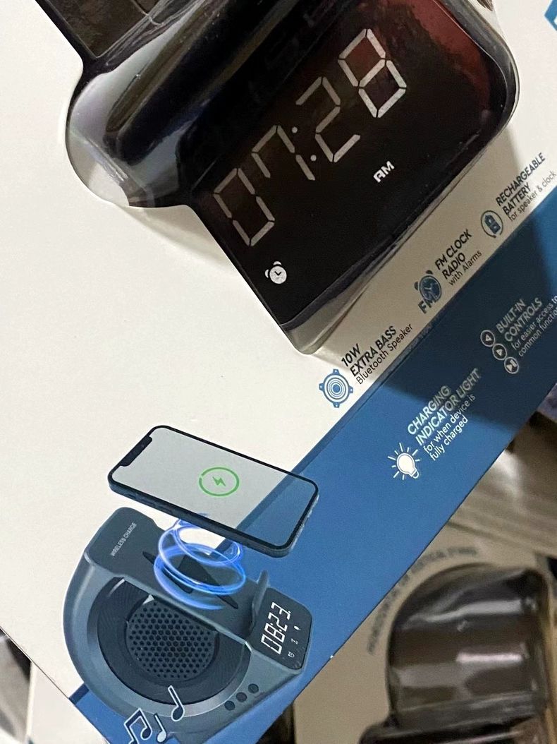 2023. gada jaunais privātais modelis trīs vienā radošais bezvadu uzlādes modinātāja Bluetooth skaļrunis_voghion.com