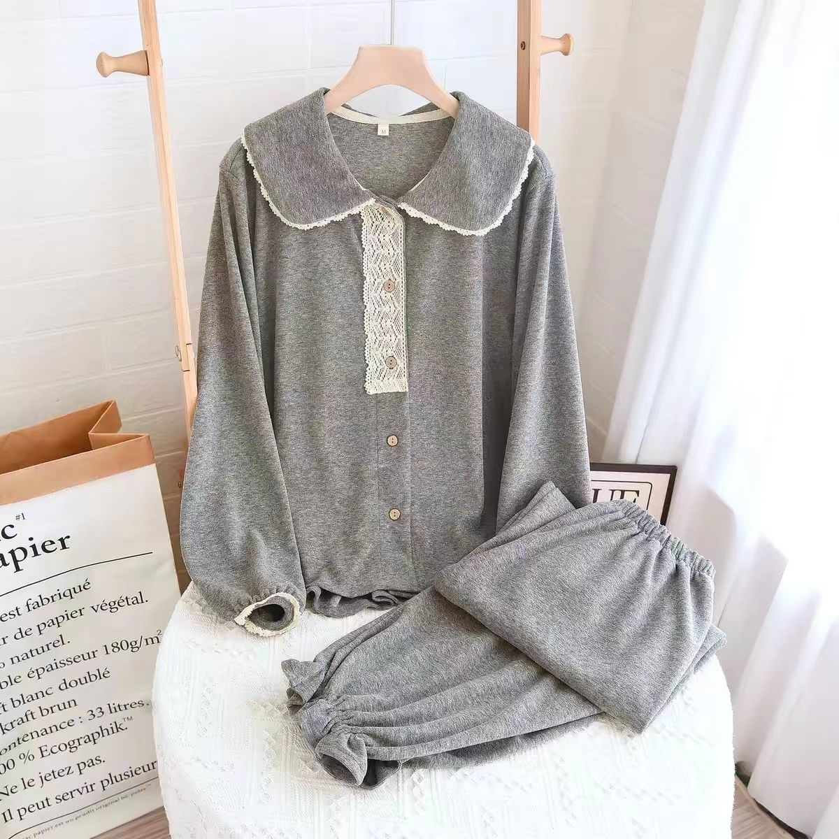 XL plus weight 300 pounds pajamas for women new sweet long-sleeved suit home wear suit comfortable and loose Korean version