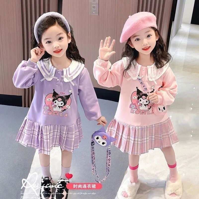女童JK連衣裙春裝新款兒童學院風童裝小女孩洋氣庫洛米公主裙