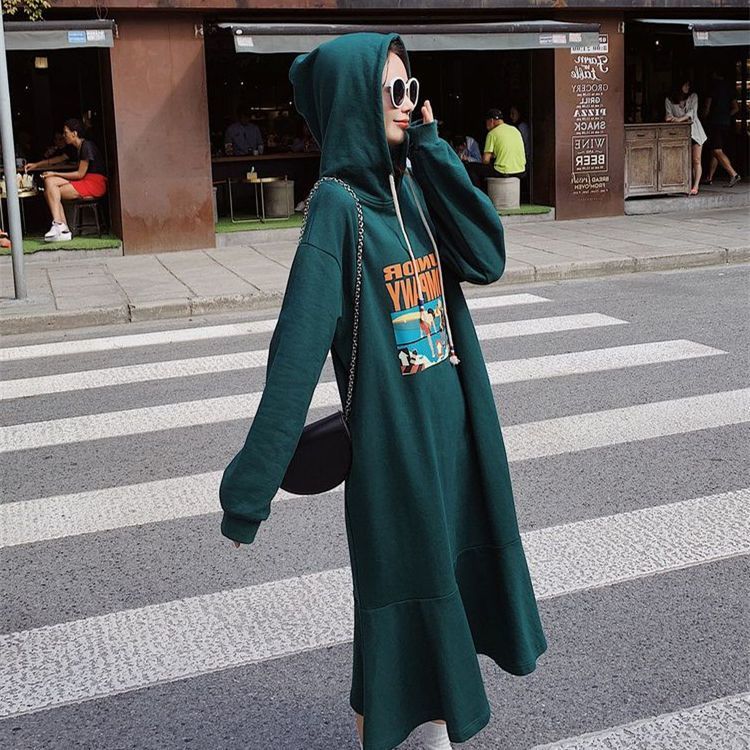 Fat MM Extra Large Size 300 Jin Maternity Long Skirt 2023 Spring and Autumn Loose Belly Covering Sweatshirt Skirt Fishtail Dress