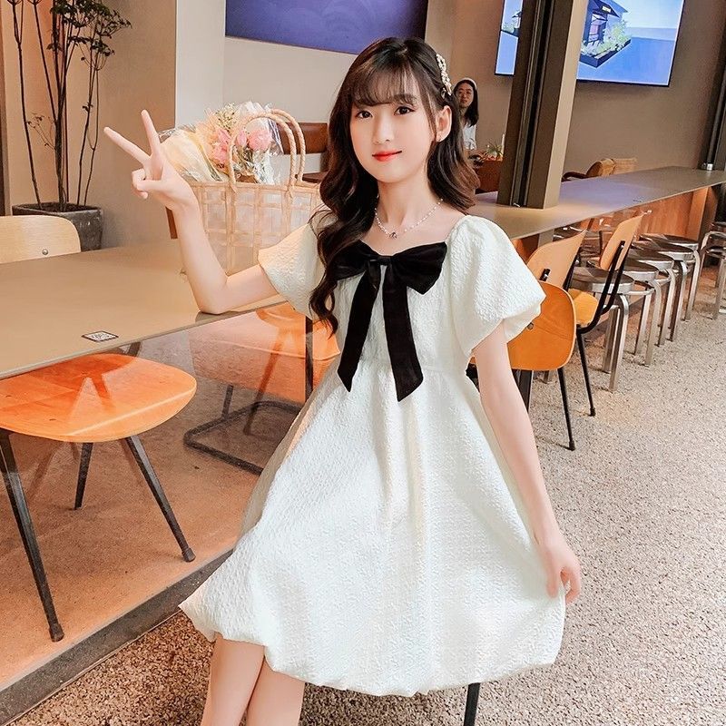 女童夏裝連衣裙2024新款夏季韓版女大童裝洋氣時髦高級公主裙裙子