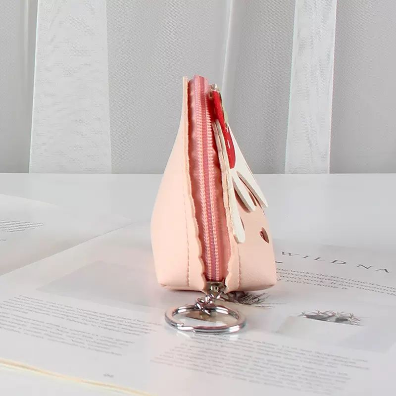Portemonnee met aardbeientaartmotief, creatieve internetberoemdheid, schattige sleutelhouder voor dames, kaarthouder, mini-oortjes, grote opbergruimte._voghion.com
