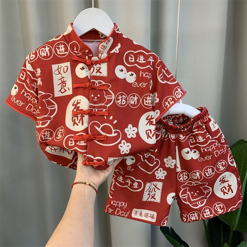童裝男童漢服兒童夏裝套裝寶寶夏季新款中式國風唐裝衣服周歲禮服