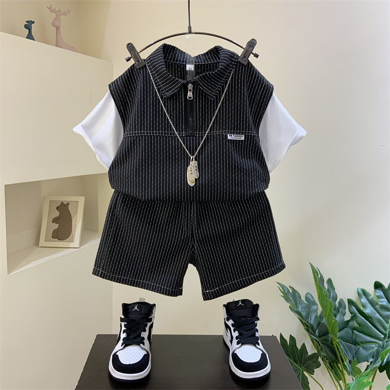 童裝男童夏裝新款洋氣小兒童短袖網紅痞酷帥夏季衣服寶寶夏天套裝
