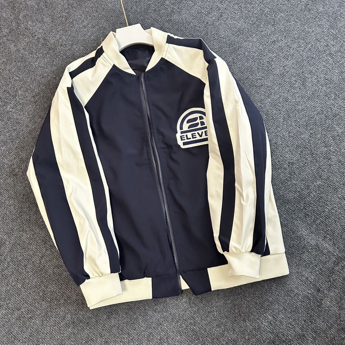 Men's Jacket Trendy American Style Colorblock Embroidered Coat_voghion.com