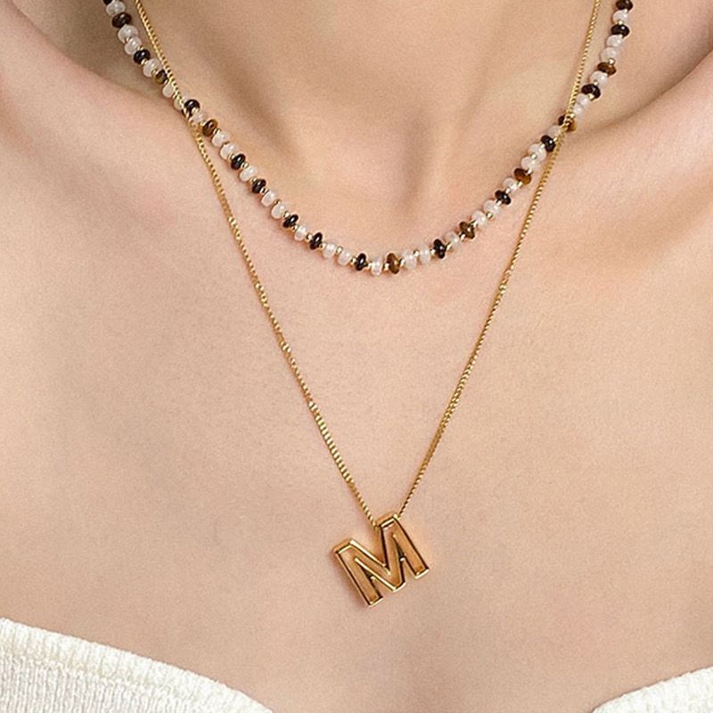 Cross-border European And American 26-letter Necklace For Women, Permanent Titanium Steel Initial Pendant, Light Luxury_voghion.com