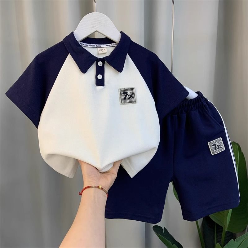 男童polo衫套裝2024新款洋氣小兒童夏裝運動衣服寶寶網紅痞帥短袖