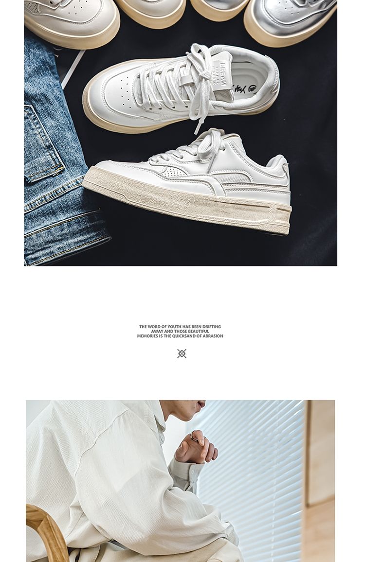 Yuanbo baskets homme classiques argent chaussures décontractées_voghion.com