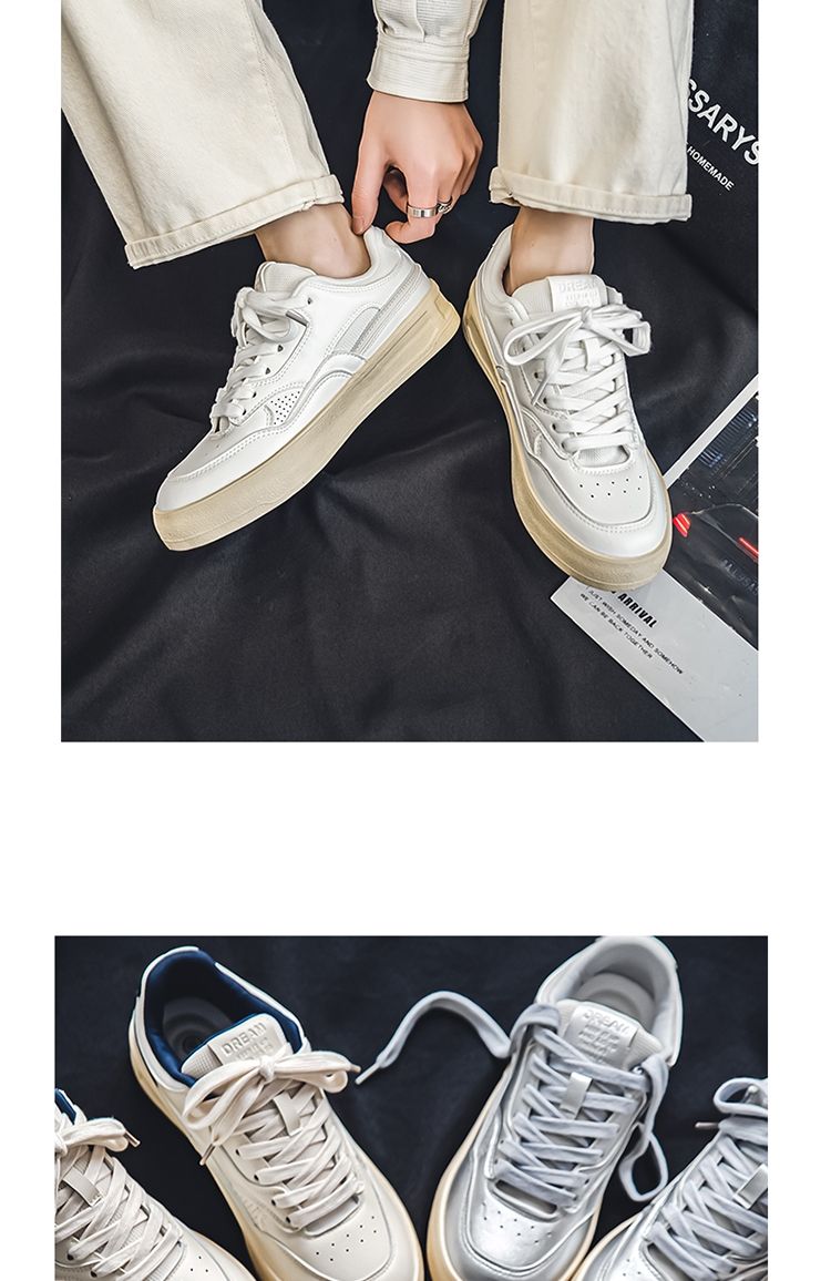 Yuanbo baskets homme classiques argent chaussures décontractées_voghion.com