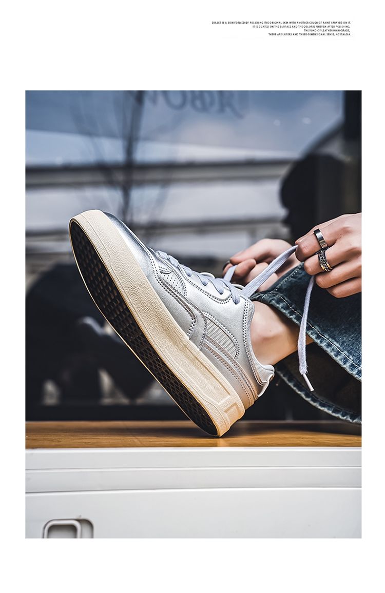 Yuanbo baskets homme classiques argent chaussures décontractées_voghion.com