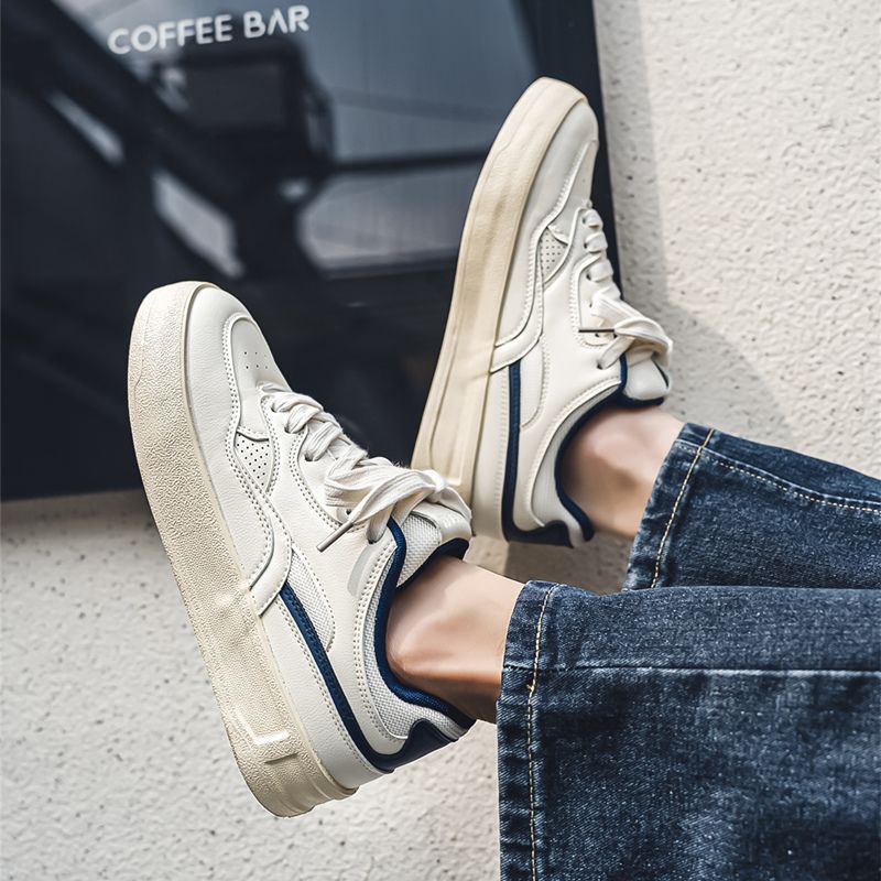 Baskets Yuanbo Niche Silver Classic pour hommes, collection printemps 2024, chaussures de sport blanches polyvalentes de style coréen pour hommes_voghion.com