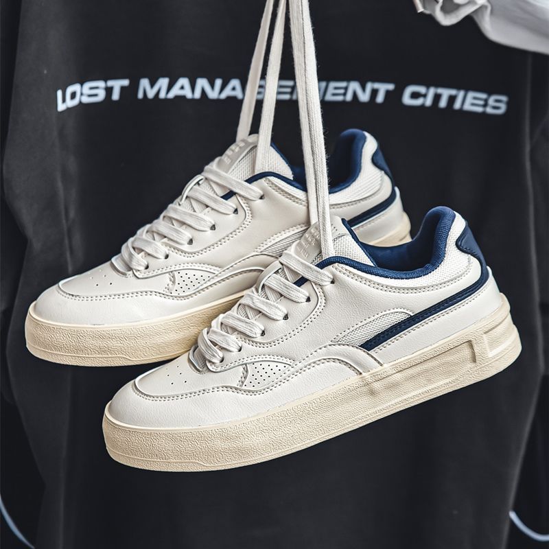 Baskets Yuanbo Niche Silver Classic pour hommes, collection printemps 2024, chaussures de sport blanches polyvalentes de style coréen pour hommes_voghion.com