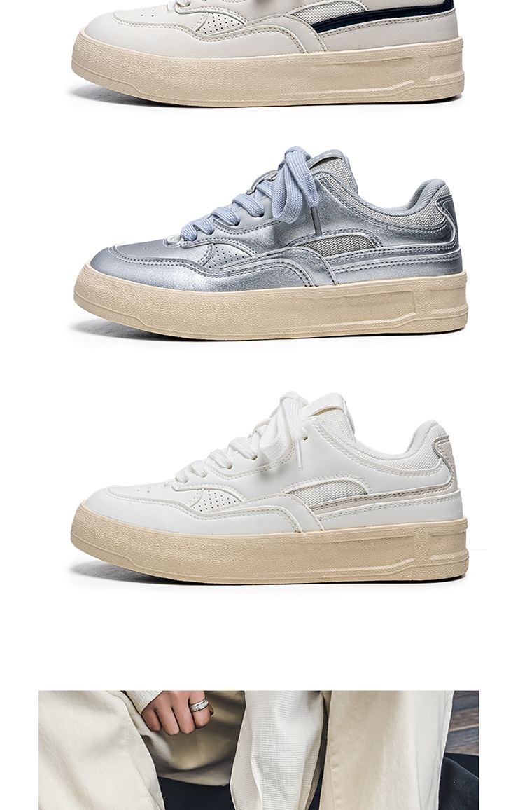 Yuanbo baskets homme classiques argent chaussures décontractées_voghion.com