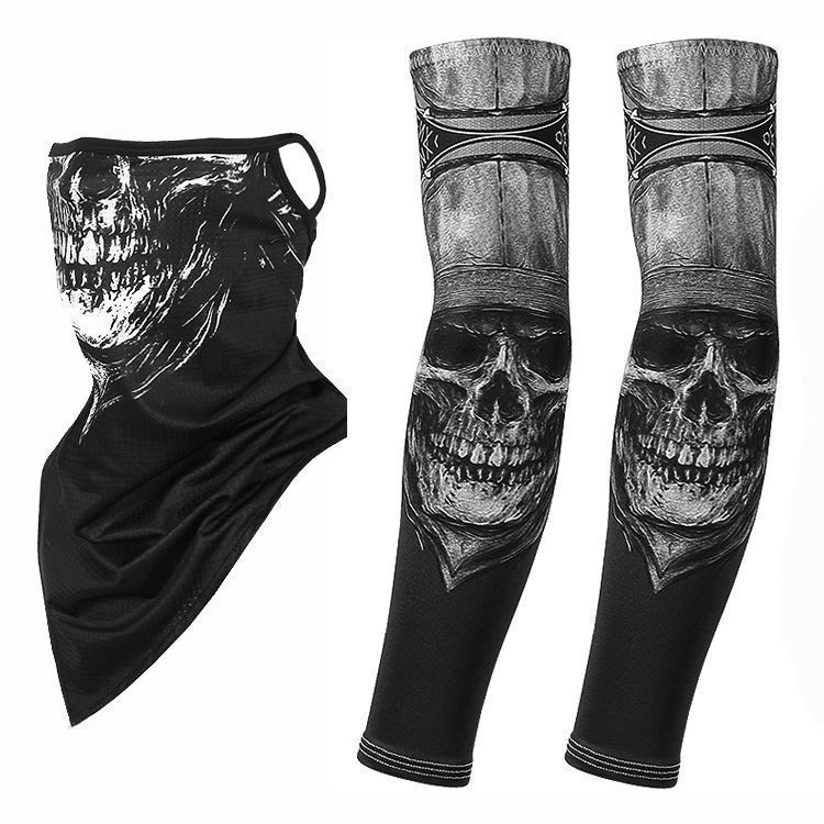 Silk Gloves UV Ice Sleeves Men's Loose Arm Covers Cycling Set Sun Protection Face Mask_voghion.com