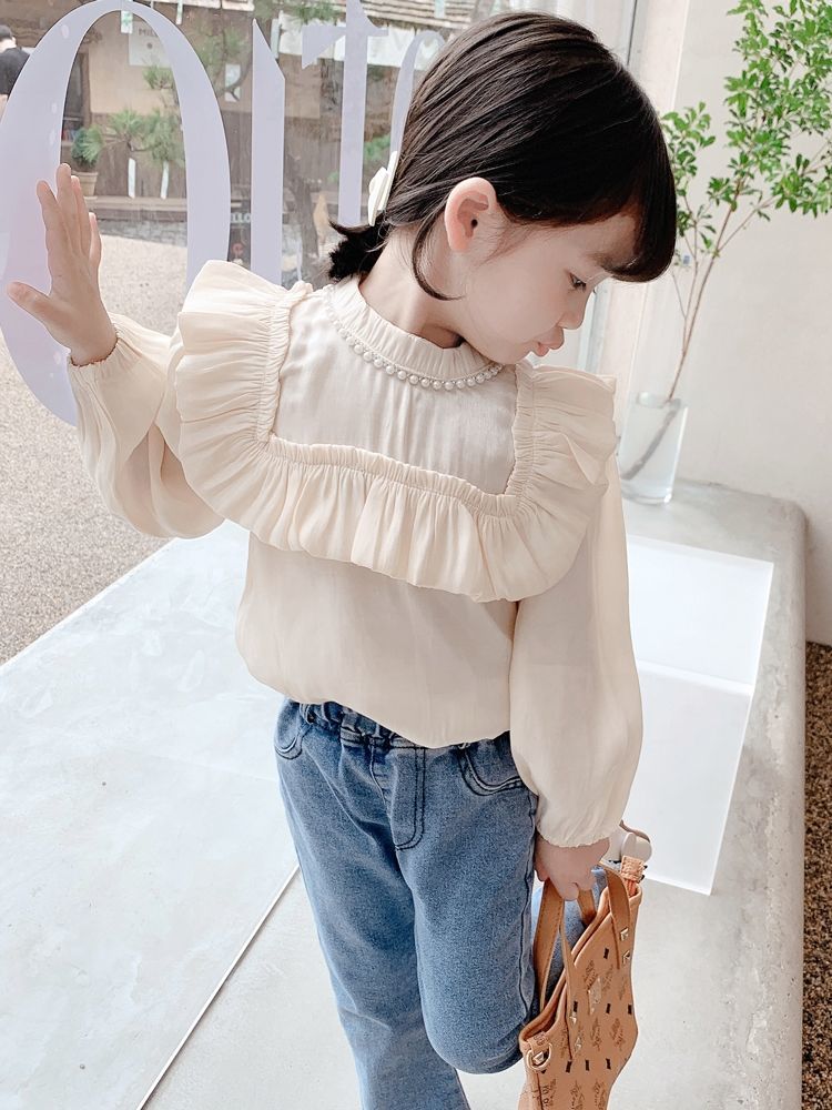 Girls' shirts 2024 new style bottoming shirts for outer wear baby tops princess style versatile tops fashionable T-shirts