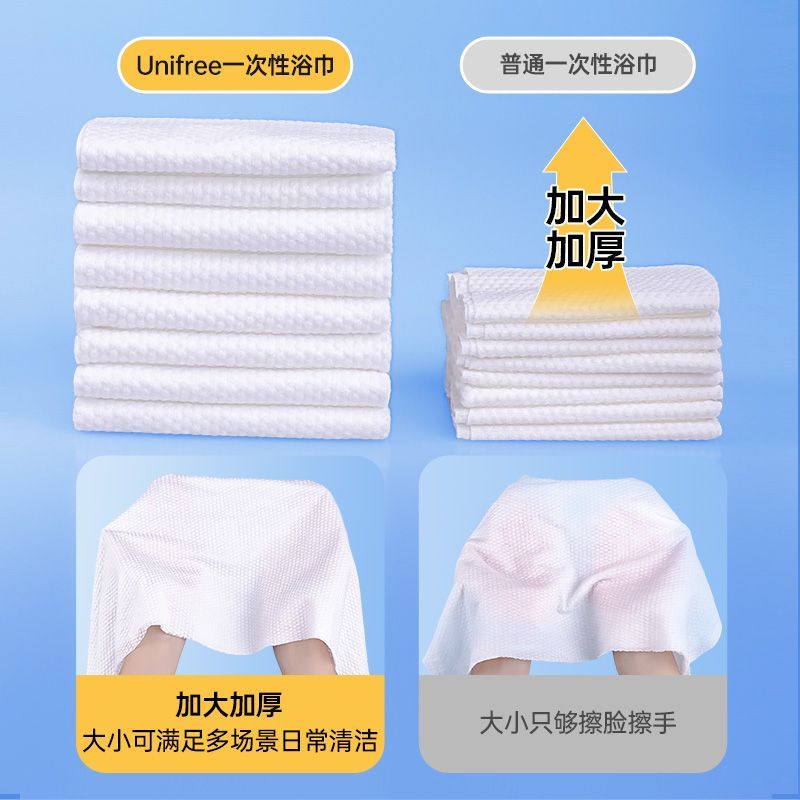 unifree一次性浴巾旅行出差独立包装加大加厚旅游洗澡洗脸毛巾 图片 7