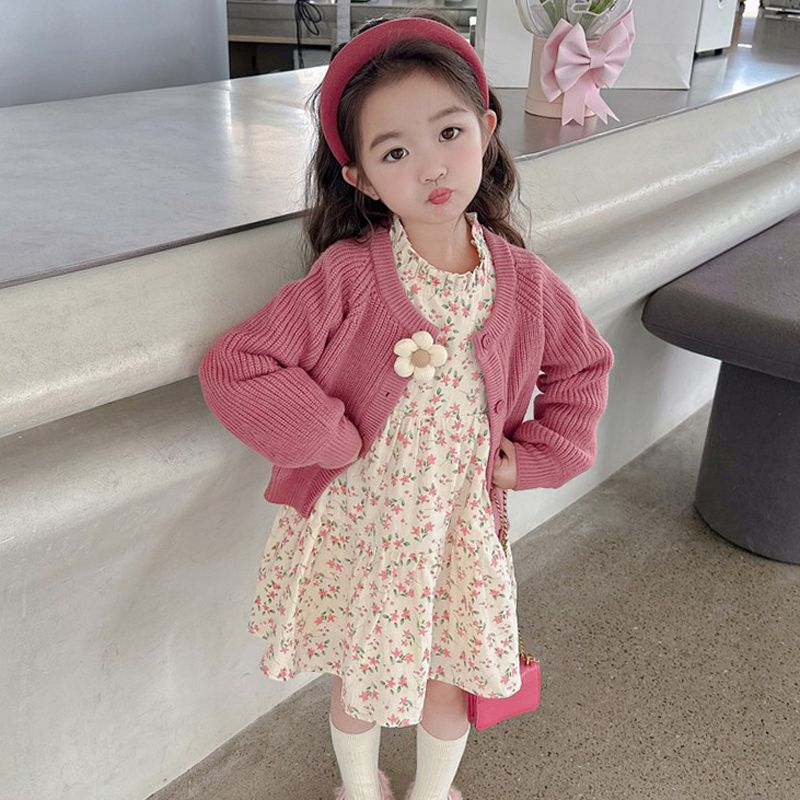 女寶寶碎花裙子洋氣春秋季秋裝女童長袖公主連衣裙2024新款韓版潮