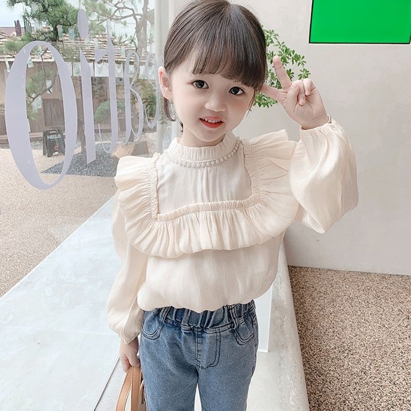 Girls' shirts 2024 new style bottoming shirts for outer wear baby tops princess style versatile tops fashionable T-shirts