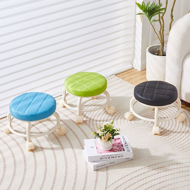 Household universal wheel beauty sewing stool with wheels rotating floor wiping low stool manicure and pedicure stool pulley baby learning walking stool