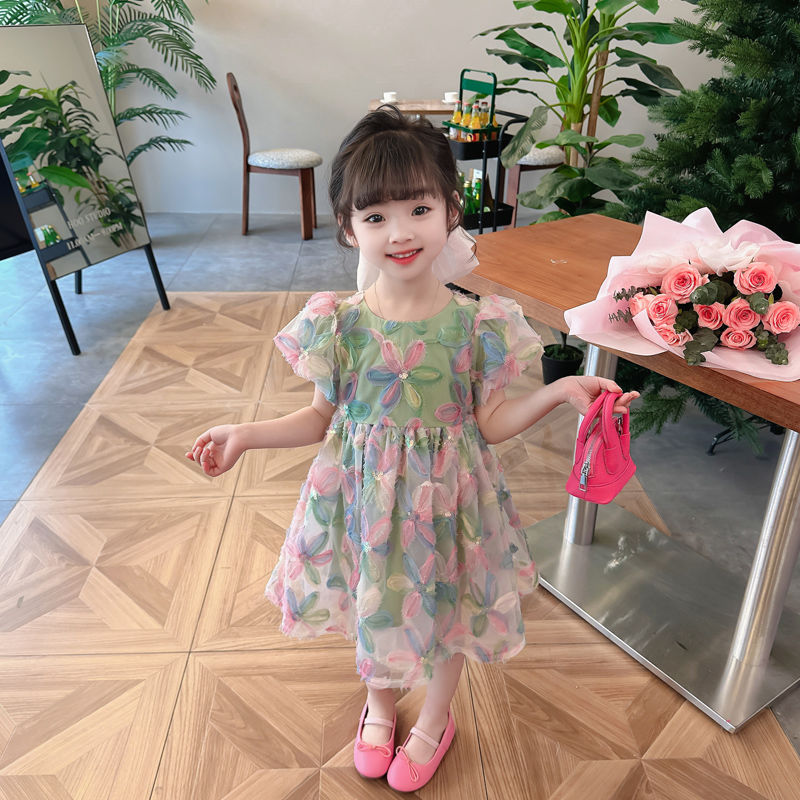 女童夏天連衣裙薄款兒童夏裝網紅洋氣炸街女寶寶夏季碎花公主裙子