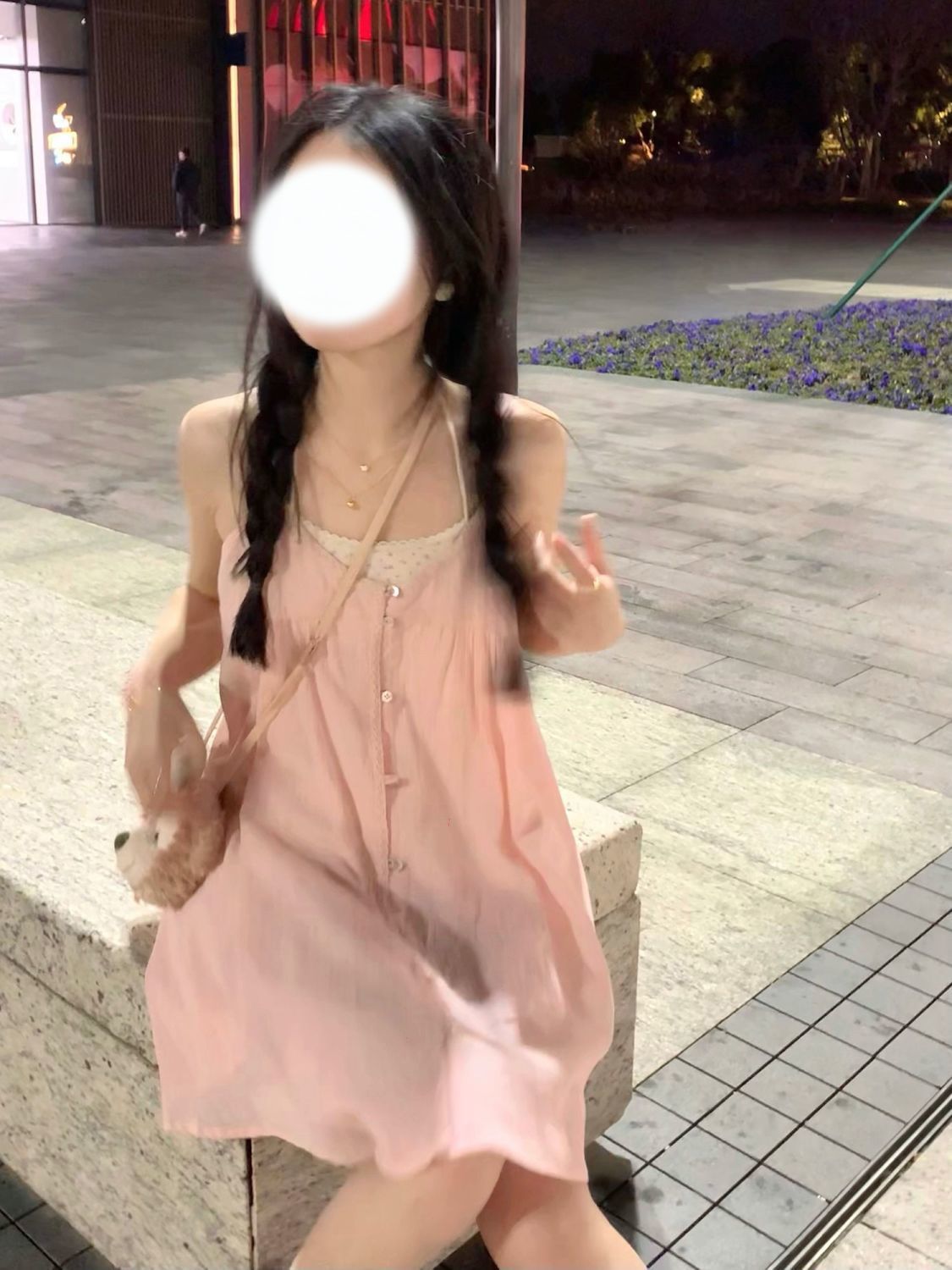 温柔风套装女小个子纯欲嫩粉连衣裙内搭小吊带长袖防晒开衫三件套