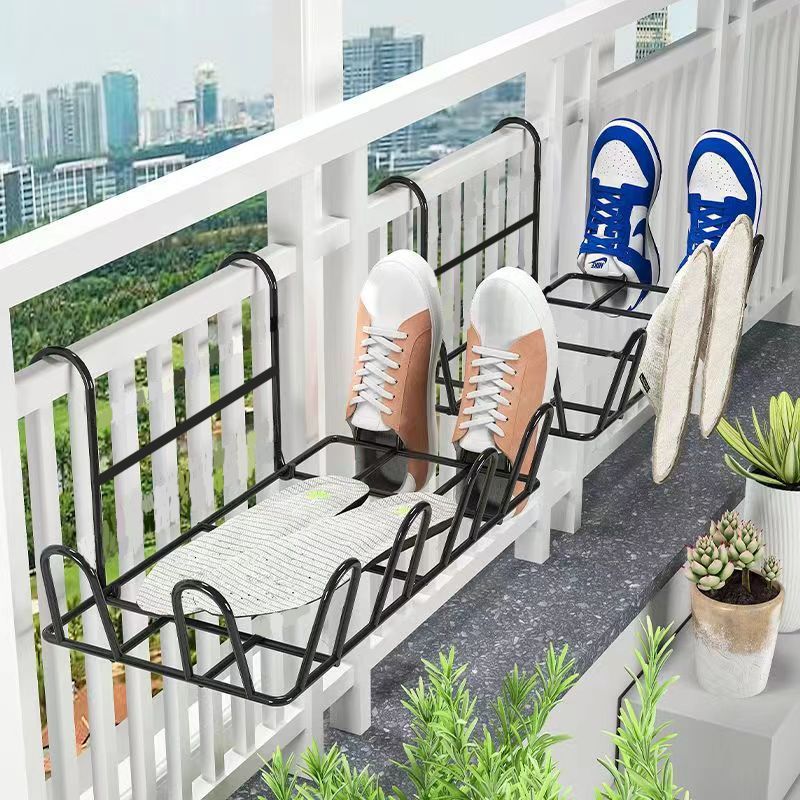 晾晒鞋架上铺室外防盗窗晾衣架神器窗外阳台架子花架阳台悬挂式