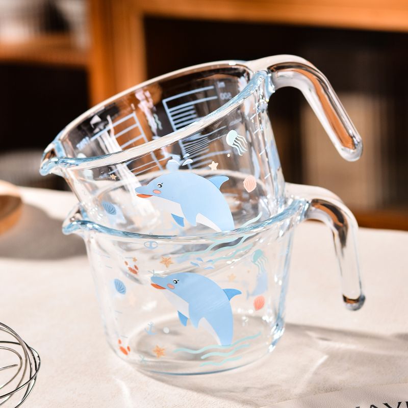 Glass Measuring Scale, High Temperature Resistant, Kitchen Household Food Grade Baking Tool, Egg Beating Cup With Handle_voghion.com