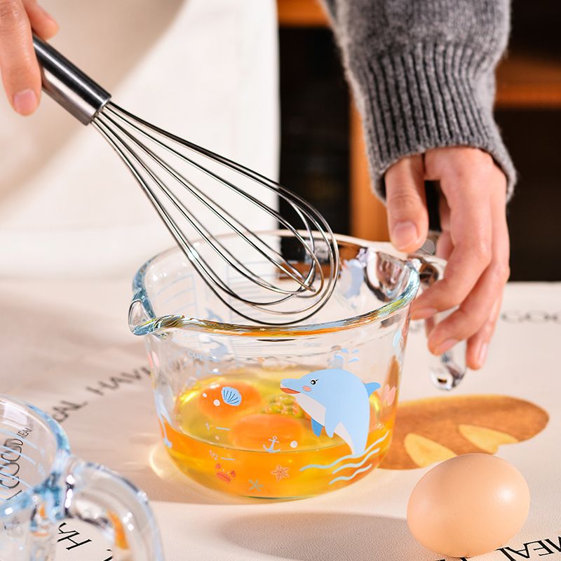 Glass Measuring Scale, High Temperature Resistant, Kitchen Household Food Grade Baking Tool, Egg Beating Cup With Handle_voghion.com