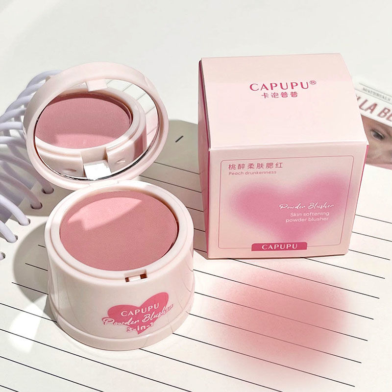 Capupu卡泡桃醉柔膚腮紅啞光自然修容粉持久蜜瓜提亮膨脹胭脂粉女