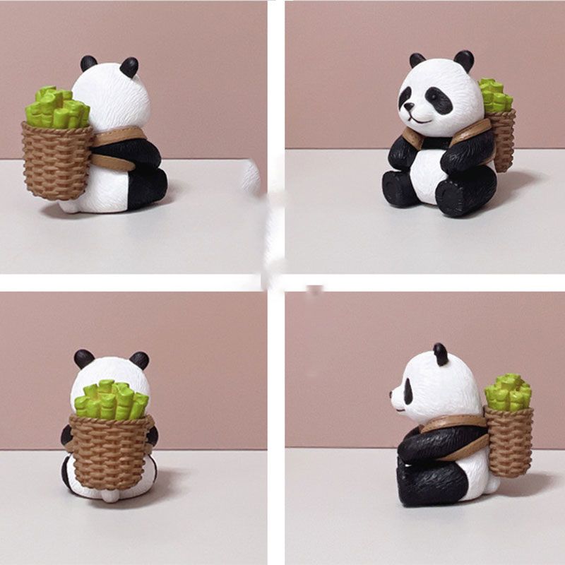 8pc Pandas Eat Bamboo MINI Desktop Mini Figure Ornament Cute Car