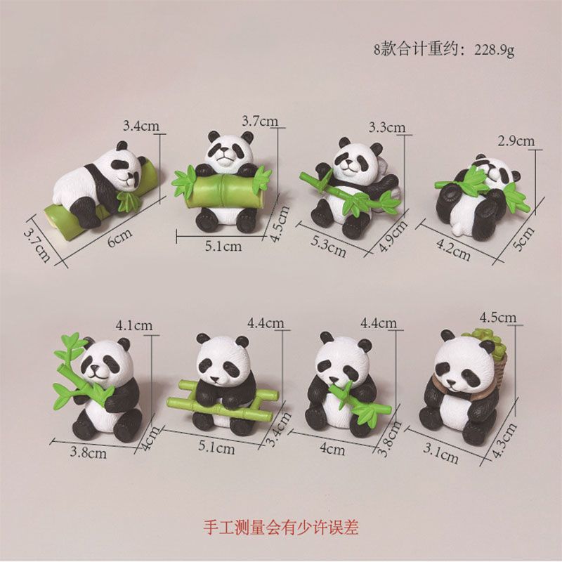 8pc Pandas Eat Bamboo MINI Desktop Mini Figure Ornament Cute Car
