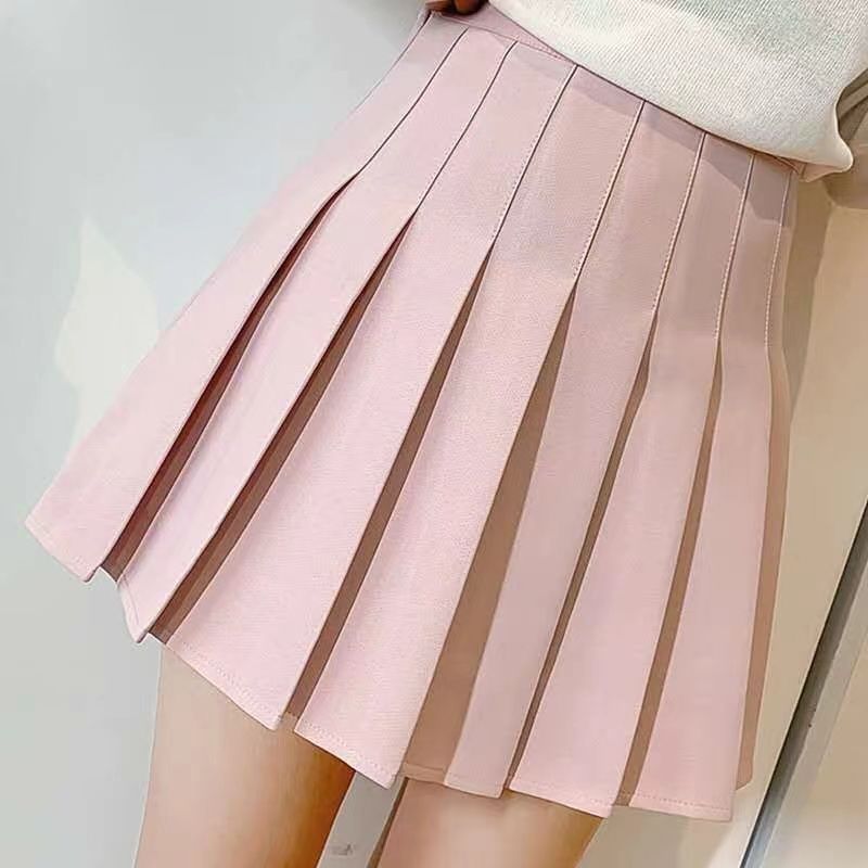 Black pleated skirt for women summer short culottes high waist versatile slim new skirt college style large size a line skirt