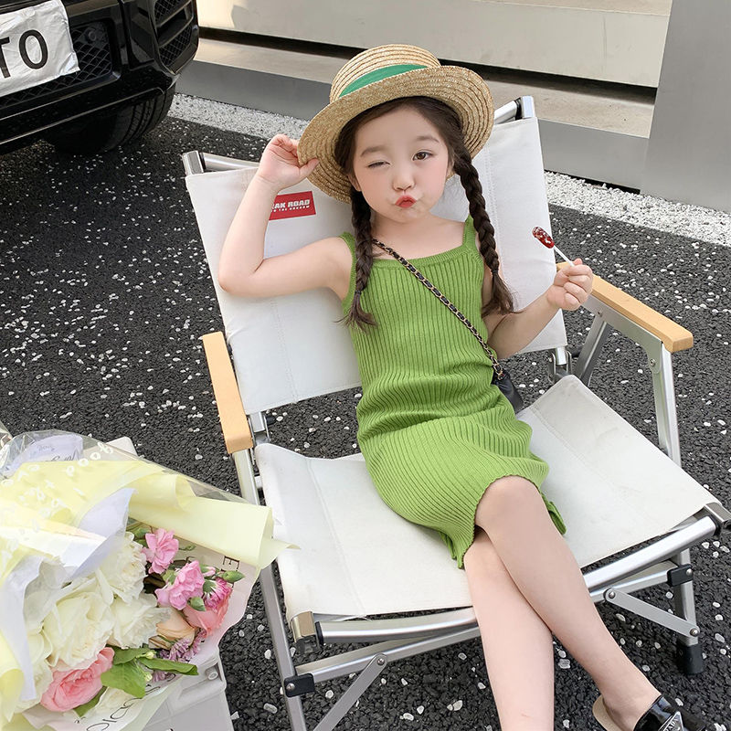 女童連衣裙夏季兒童吊帶裙薄款2024新款時髦洋氣女孩裙子寶寶夏裝