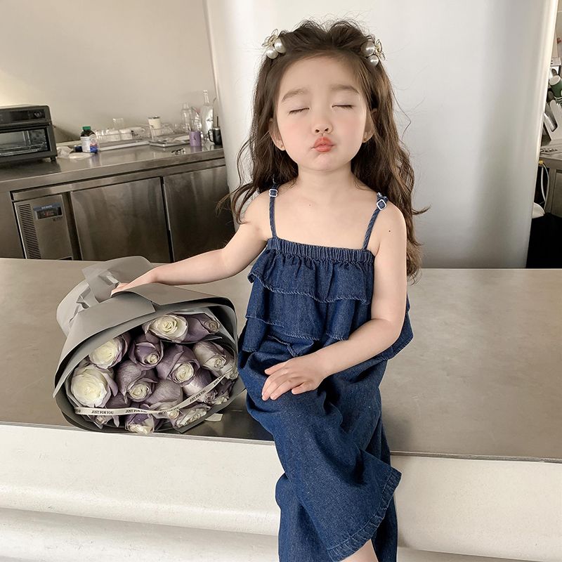 女童夏裝牛仔套裝兒童吊帶2024新款小女孩薄款衣服寶寶夏季兩件套