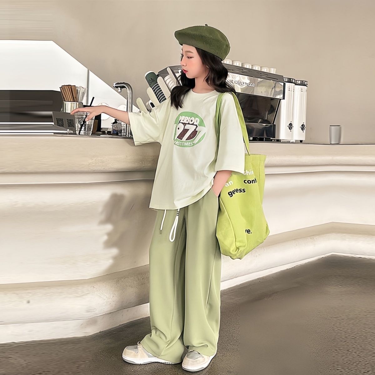 夏季女童薄款套裝2024韓版洋氣女大童夏款多巴胺短袖ins風一整套