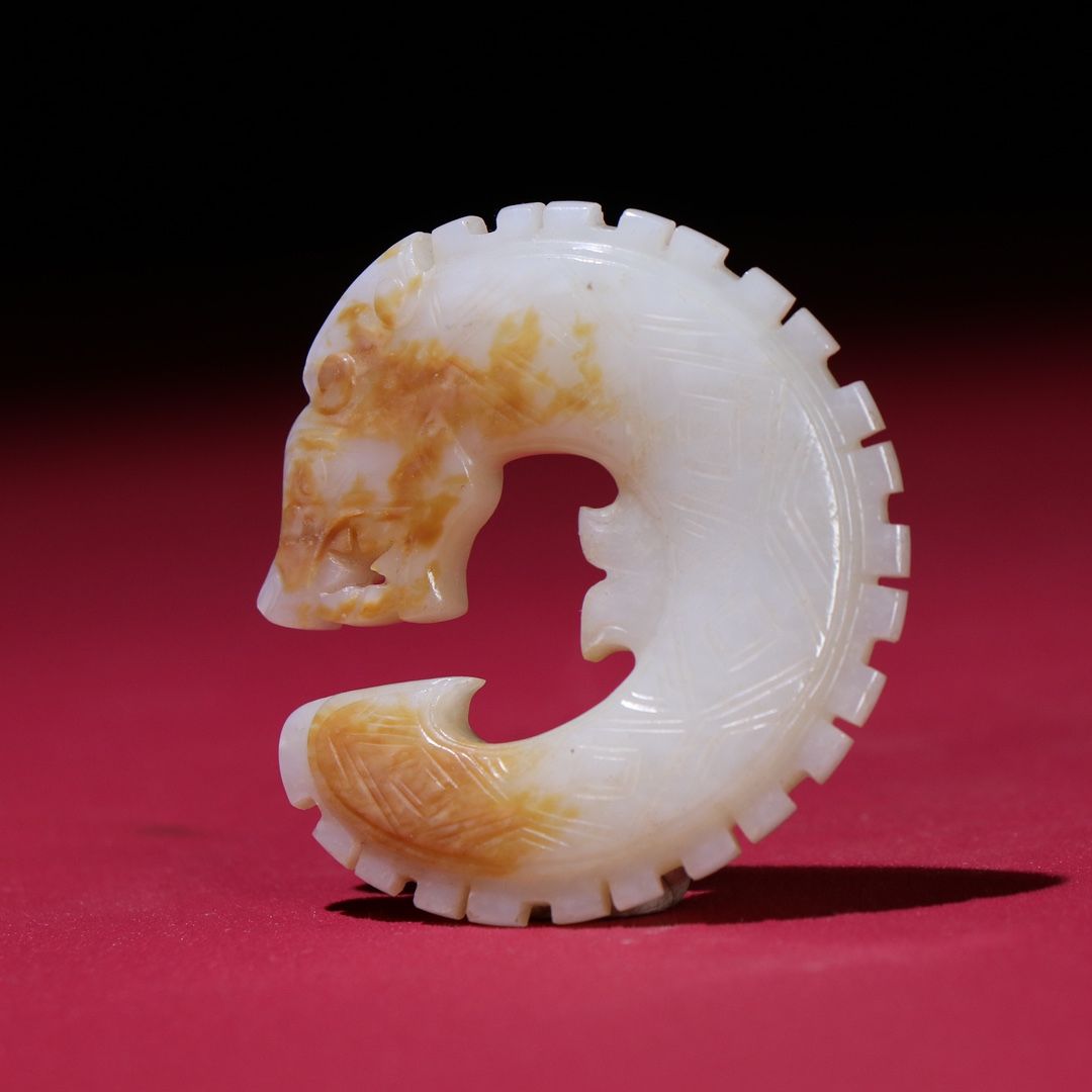 商周战汉高古玉老玉和田白玉玉龙佩挂件古物件古董古玩西周古玉器