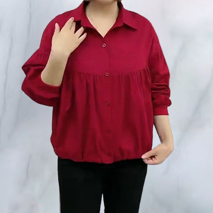 Fashionable long-sleeved shirt for women 2024 spring new temperament large size loose slimming versatile solid color shirt cardigan
